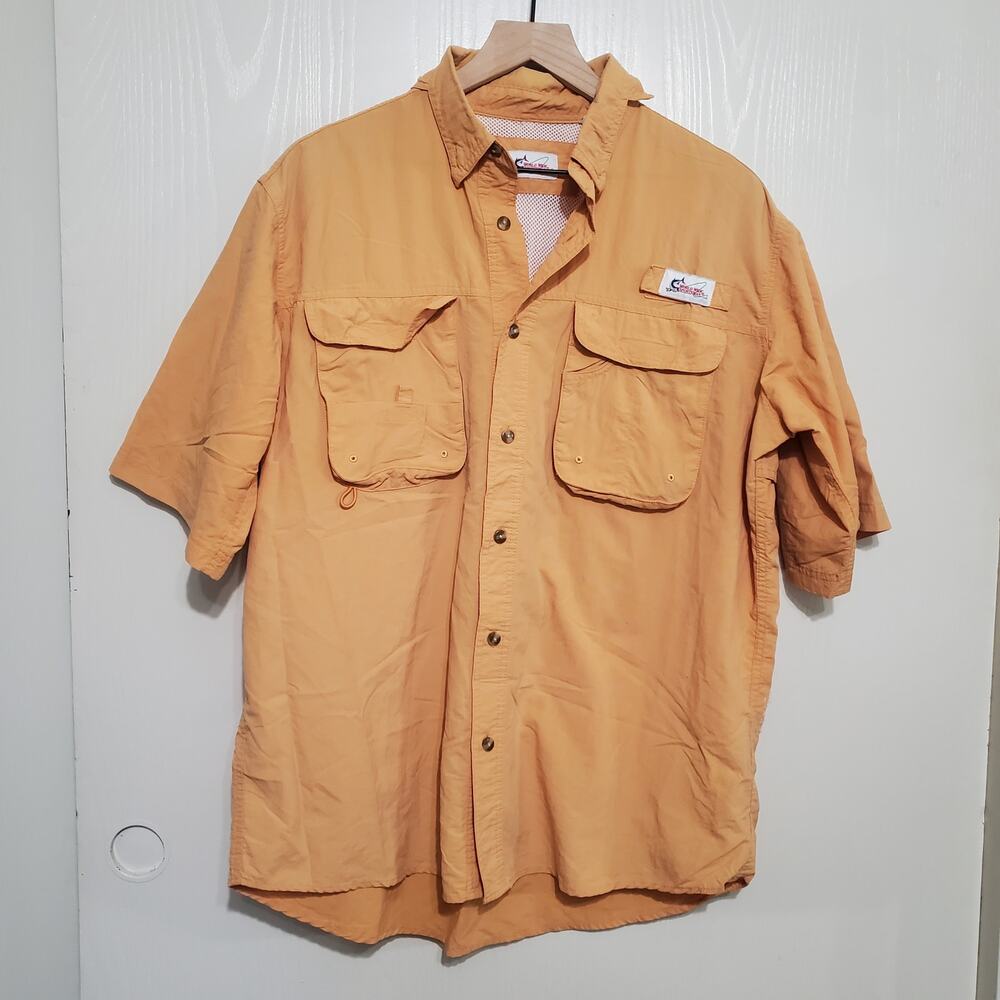 World Wide Sportsman Fishing Shirt Vented Button Down Outdoor Short Sleeve Large